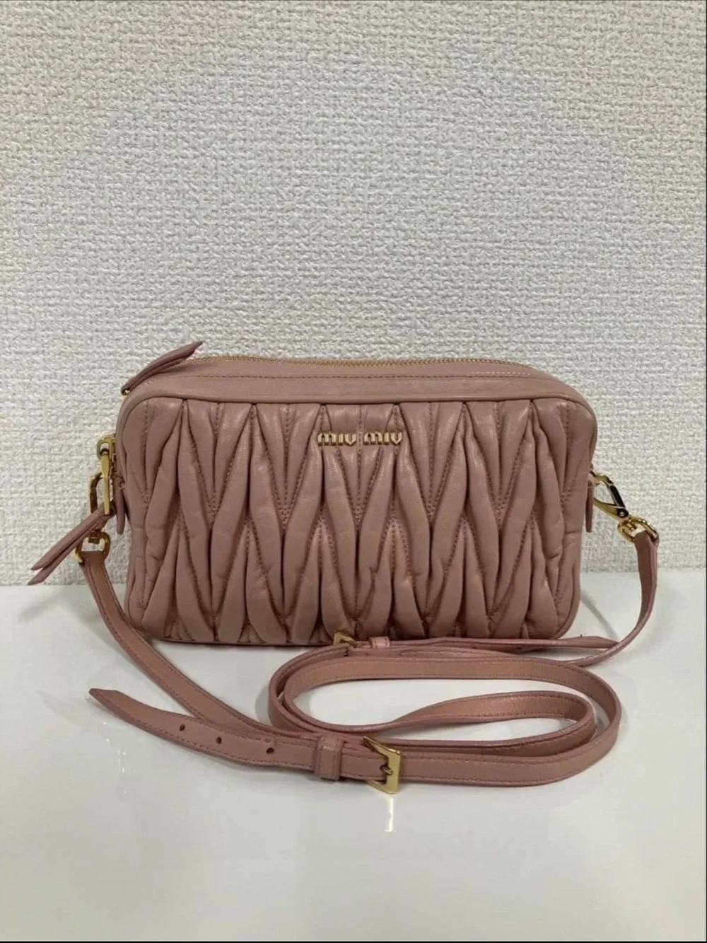 Miu Miu Pink Matelassé Leather Crossbody Bag